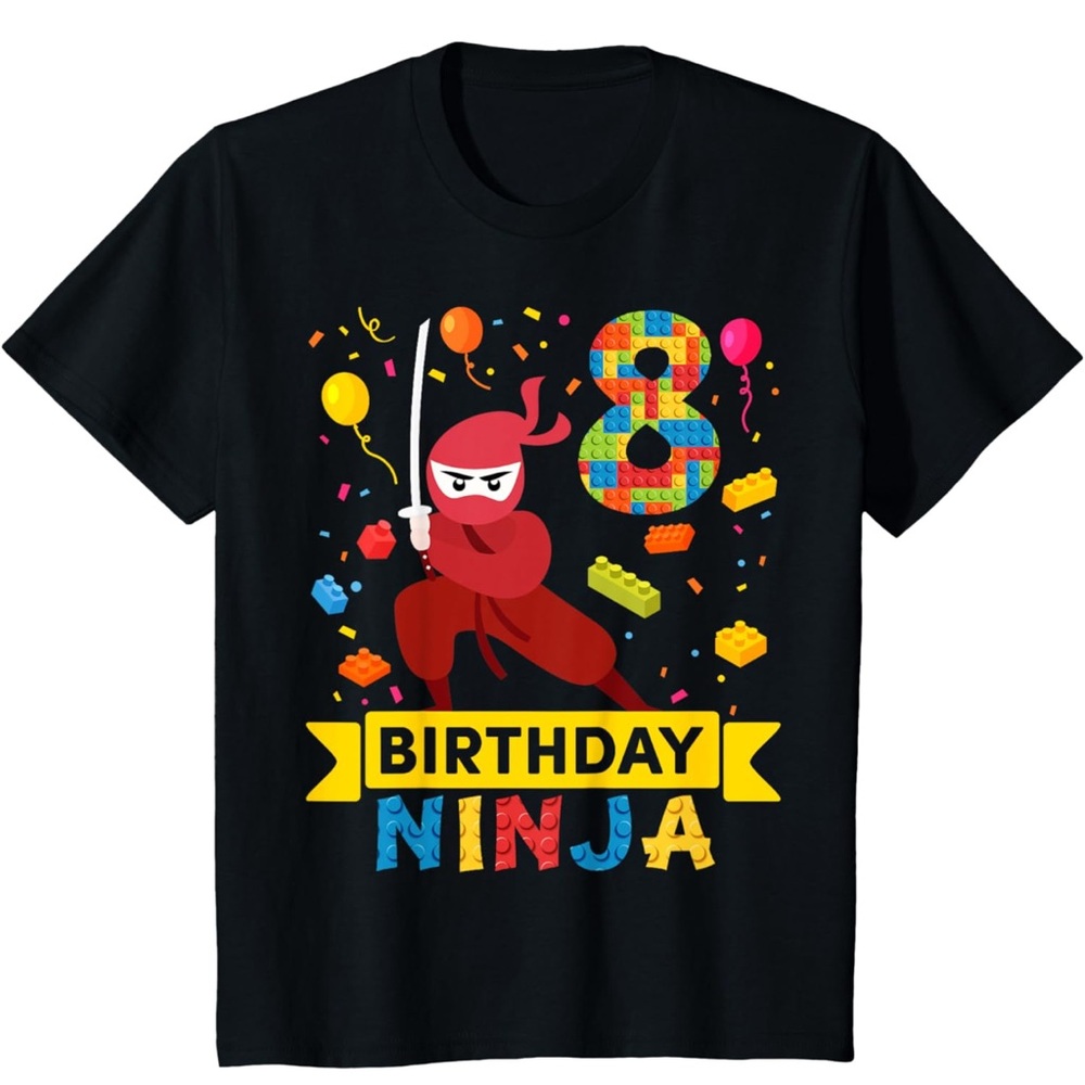 Kids Ninja Birthday T-Shirt - Black